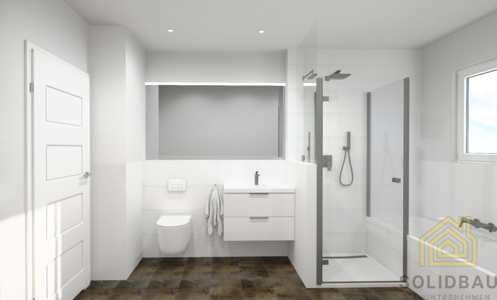 3D-Badvisualisierung eines modernen Badezimmers in Dresden